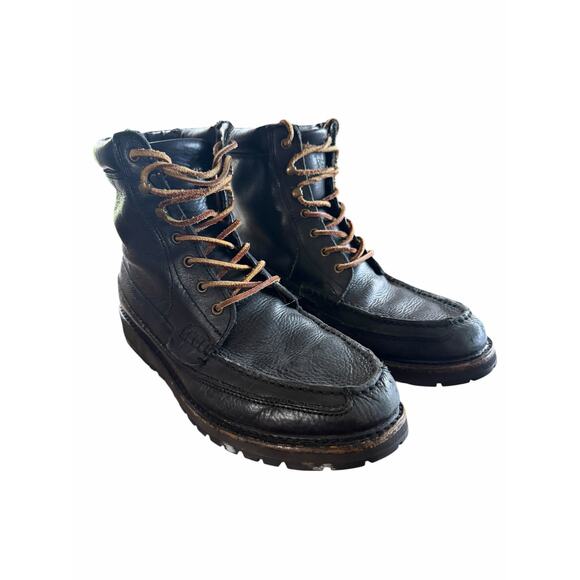 Polo Ralph Lauren Men’s Leather Boots Black Willingcott Flannel Lined 10D Grunge main image 14